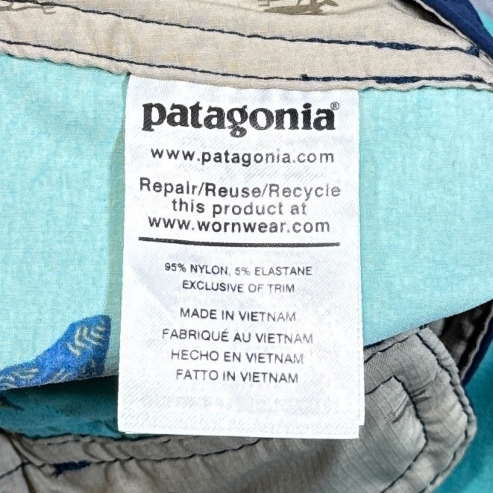 PATAGONIA Stretch Wavefarer Boardshorts 21" Mens 36 Blue Floral Swim Trunks - Picture 10 of 11